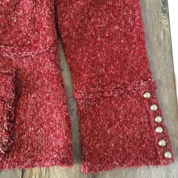 Marie Claire XL Acrylic Wool Blend Boucle Zip Up Cardigan Sweater Jacket Red - Picture 9 of 16